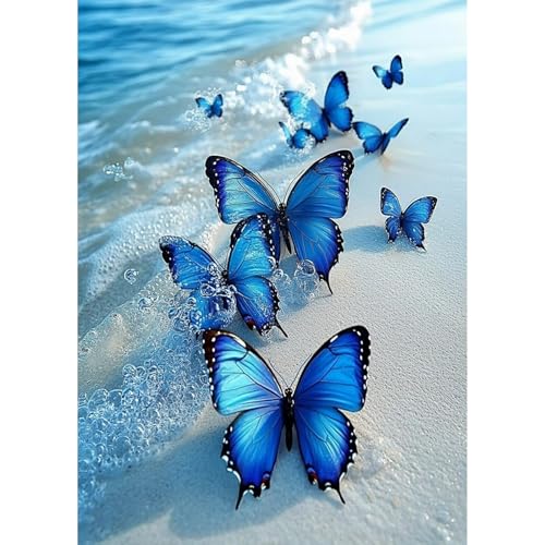 HEIBAGO Meer Diamond Painting Für Anfänger, 5D Schmetterling Full Drill Diamant Painting Erwachsene, DIY Cross Embroidery Diamant Kunst Sets Landschaft Diamond Art Bilder Für Gifts, Wanddekor 30*40cm von HEIBAGO