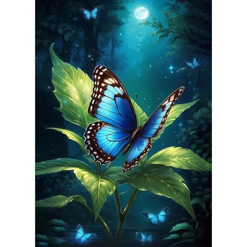 HEIBAGO Schmetterling Diamond Painting Für Anfänger, 5D Blatt Full Drill Diamant Painting Erwachsene, DIY Cross Embroidery Diamant Kunst Sets Tier Diamond Art Bilder Für Wanddekor 30 * 40cm von HEIBAGO