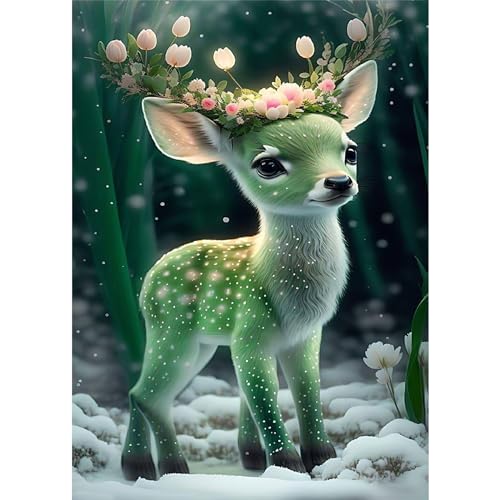 HEIBAGO Tiere Diamond Painting Für Anfänger, 5D Tiere Full Drill Diamant Painting Erwachsene, DIY Cross Embroidery Diamant Kunst Sets Schnee Diamond Art Bilder Für Wanddekor 30 * 40cm von HEIBAGO