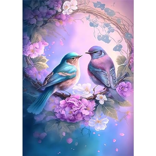 HEIBAGO Tiere Diamond Painting Für Anfänger, 5D Vogel Full Drill Diamant Painting Erwachsene, DIY Cross Embroidery Diamant Kunst Sets Blume Diamond Art Bilder Für Gifts, Wanddekor 30 * 40cm von HEIBAGO