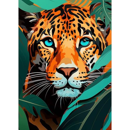 HEIBAGO Tiger Diamond Painting, 5D Tier Diamant Painting Kits für Erwachsene Anfänger, Full Drill Diamond Art Blätter Diamant Malerei Bilder für Wanddekor 30x40cm von HEIBAGO