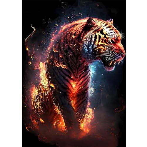 HEIBAGO Tiger Diamond Painting für Erwachsene, 5D Diamant Painting Tiere Bilder Erwachsene Anfänger, Full Drill Diamond Art Tiger Diamant Malerei Set für Heimdecor 30x40cm von HEIBAGO