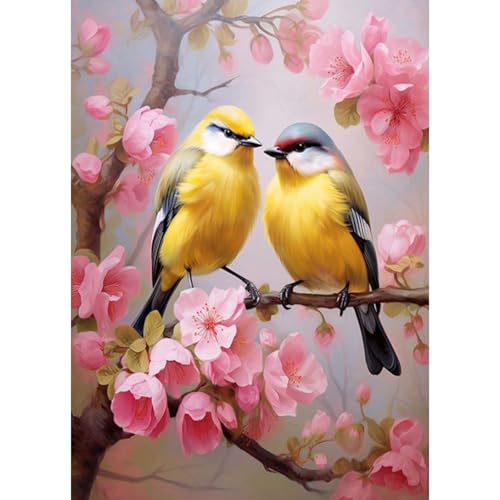 HEIBAGO Vogel Tier Diamond Painting Für Anfänger, 5D Blume Full Drill Diamant Painting Erwachsene, DIY Cross Embroidery Diamant Kunst Sets Baum Diamond Art Bilder Für Wanddekor 30 * 40cm von HEIBAGO