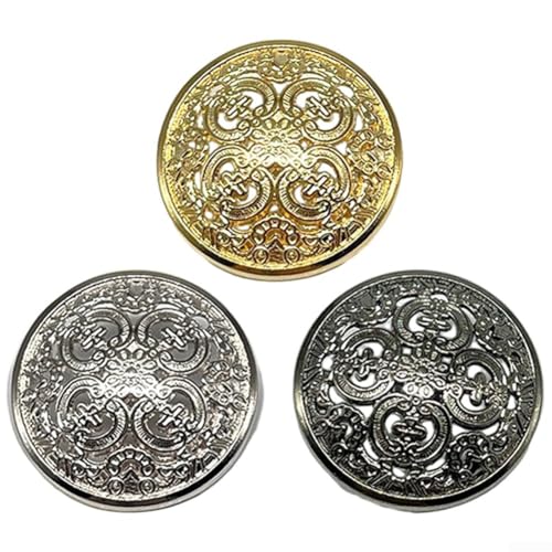 Metallknöpfe mit hohlem Design, rund, für Mode und Handwerk, 10 Stück, goldfarben, 18 mm von HEIBTENY