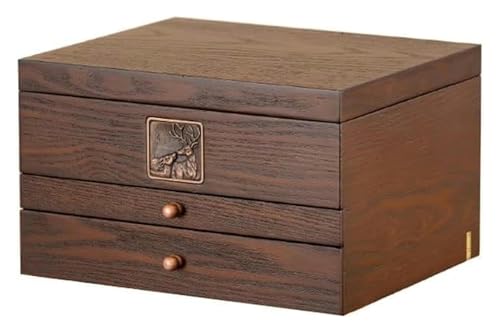 Schmuckschatulle, Schmuckkasten, Schmuckkästchen, Retro-Aufbewahrungsbox aus Holz, zur Aufbewahrung von Ringen, Armbändern, Halsketten, Ohrringen und Uhren von HEIDOUOZ