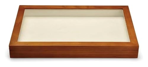 Schmuckschatulle, Schmuckkasten, Schmuckkoffer, Große Schmuckschatulle aus Holz, Boxen mit transparentem Deckel, stapelbare Aufbewahrungsbox aus Holz(Beige) von HEIDOUOZ