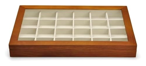 Schmuckschatulle, Schmuckkasten, Schmuckkoffer, Große Schmuckschatulle aus Holz, Boxen mit transparentem Deckel, stapelbare Aufbewahrungsbox aus Holz(Beige B) von HEIDOUOZ