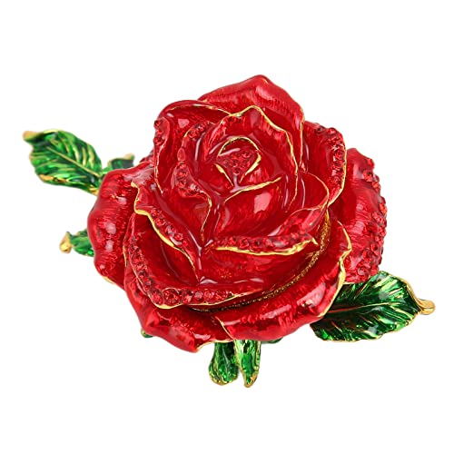 HEITIGN Hübsche Rosen-Schmuckschatulle, Reichhaltige Emaille, Roter, Funkelnde Schmuckschatulle, Zum Valentinstag, Luxusgeschenke, Romantische Heimdekoration von HEITIGN