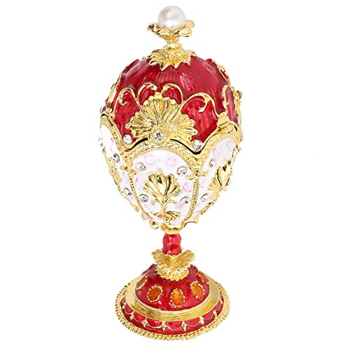 HEITIGN Vintage Fabergé-Ei-Schmuckkästchen, Gold und Imperialrot, schöne Schmuckschatulle, reichhaltige Emaille und funkelnde Strasssteine, Schmuckkästchen zur Aufbewahrung von luxuriösen Geschenken, von HEITIGN