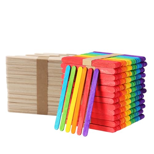 HEIYUET 1000 Stück Bunte Holzspachtel zum Basteln, 114x10x2 mm Eisstiele aus Holz Bunt Holzeisstiele, Popsicle Sticks Eisstäbchen Bunte Holzstäbchen für Eis, Wachsen, DIY Bastelprojekt HEIYUET 1000 Stück Bunte Holzspachtel zum Basteln, 114x10x2 mm Eisstiele aus Holz Bunt Holzeisstiele, Popsicle Sticks Eisstäbchen Bunte Holzstäbchen für Eis, Wachsen, DIY Bastelprojekt von HEIYUET