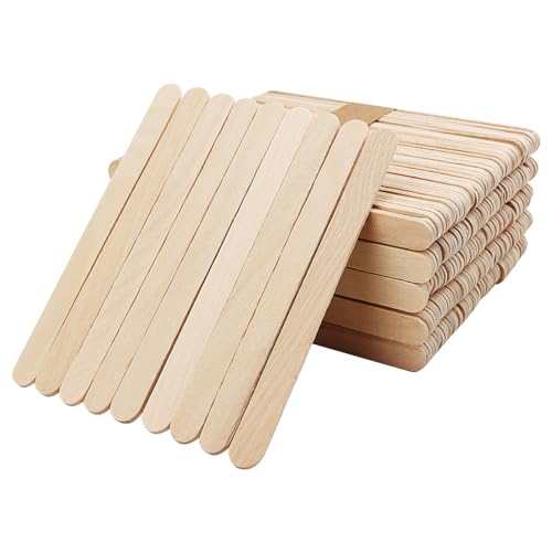 HEIYUET 1000 Stück Holzspachtel zum Basteln, 114x10x2 mm Eisstiele Holz zum Backen Eisstäbe Holzeisstiele, Popsicle Sticks Eisstäbchen Holzstäbchen für Eis, Wachsen, DIY Bastelprojekt von HEIYUET