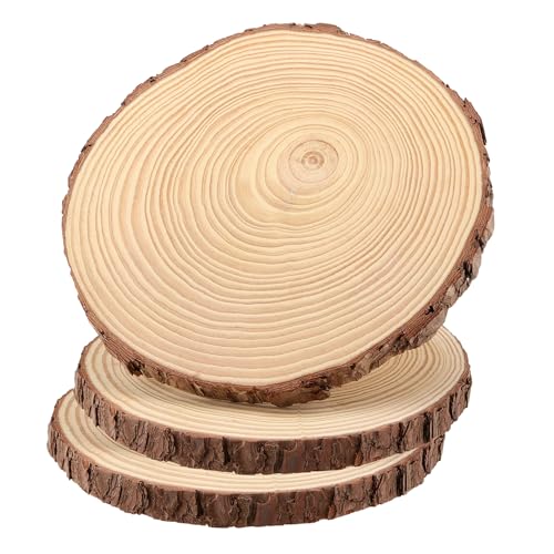 HEIYUET 3 Stücke 23-25cm Unvollendete Holzkreise Groß Natur Holzscheiben Runde Baumscheiben Basteln mit Holzscheiben für Kunst Weihnachten Ornamente DIY Hochzeit Handwerk von HEIYUET