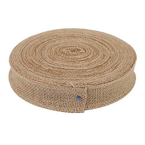 HEIYUET 4 cm x 30 m Jute Sackleinen Band, Juteband Rolle, natürliches Jute Stoffband, Leinenband für Basteln, Weihnachten, Hochzeit Deko, Geschenkverpackung von HEIYUET