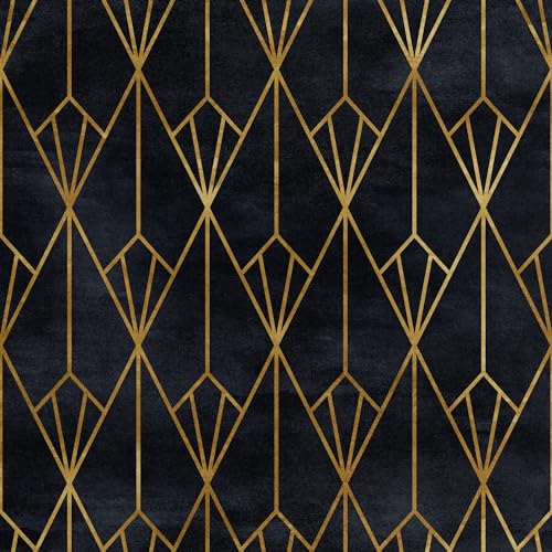 HEKO PANELS Samt Stoff Meterware Dekostoff Bedruckt Möbelstoff Polsterstoff Samtstoff Velvet Polyester Stoffe Zum Nähen Wasserabweisend Royal Art Deco Geometrisch 140 x 100 cm RDX1412 von HEKO PANELS