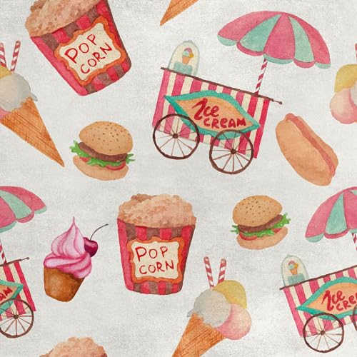 HEKO PANELS Samt Stoff Meterware Dekostoff Bedruckt Möbelstoff Polsterstoff Samtstoff Velvet Polyester Stoffe Zum Nähen Wasserabweisend Royal Fast Food 140 x 200 cm RDX093 von HEKO PANELS