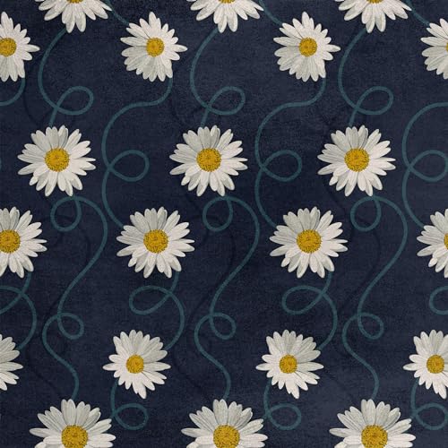 HEKO PANELS Samt Stoff Meterware Dekostoff Bedruckt Möbelstoff Polsterstoff Samtstoff Velvet Polyester Stoffe Zum Nähen Wasserabweisend Royal Gänseblümchen Blumen 140 x 100 cm RDX638 von HEKO PANELS