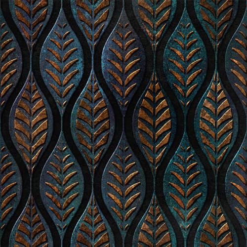 HEKO PANELS Samt Stoff Meterware Dekostoff Bedruckt Möbelstoff Polsterstoff Samtstoff Velvet Polyester Stoffe Zum Nähen Wasserabweisend Royal Ornamente Blätter 140 x 100 cm RDX1321 von HEKO PANELS