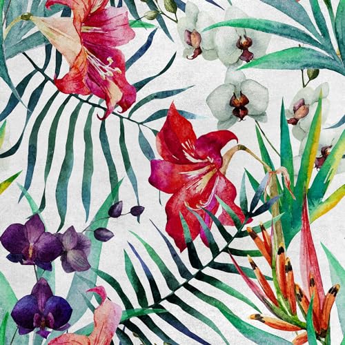 HEKO PANELS Samt Stoff Meterware Dekostoff Bedruckt Möbelstoff Polsterstoff Samtstoff Velvet Polyester Stoffe Zum Nähen Wasserabweisend Royal Tropische Blumen 140 x 200 cm RDX102 HEKO PANELS Samt Stoff Meterware Dekostoff Bedruckt Möbelstoff Polsterstoff Samtstoff Velvet Polyester Stoffe Zum Nähen Wasserabweisend Royal Tropische Blumen 140 x 200 cm RDX102 von HEKO PANELS