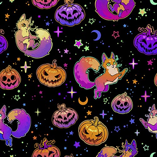 HEKO PANELS Stoff Oxford Wasserdichte Meterware Canvas Polyester Stoff Zum Nähen Nähstoffe Möbelstoffe Dekostoffe Wasserabweisend Blickdicht Kürbisse Jack O'lantern Halloween 3 Meter 155 x 300 cm von HEKO PANELS