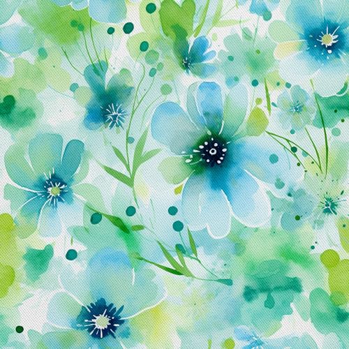 HEKO PANELS Stoff Oxford Wasserdichte Meterware Canvas-Stoff Polyester Nähstoff Dekostoffe Handwerken Wasserabweisend Blickdicht Blumenmuster Blumen Aquarell Wasserfarbe 1 Meter 155 x 100 cm DX2463 von HEKO PANELS