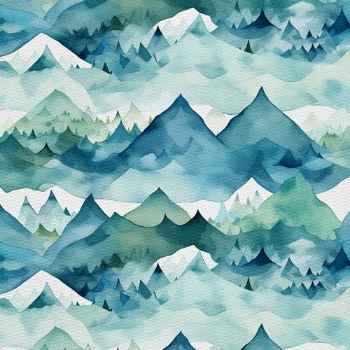 HEKO PANELS Stoff Oxford Wasserdichte Meterware Canvas-Stoff Polyester Nähstoff Dekostoffe Handwerken Wasserabweisend Blickdicht Gebirge Landschaft Aquarell Wasserfarbe 1 Meter 155 x 100 cm DX2764 von HEKO PANELS