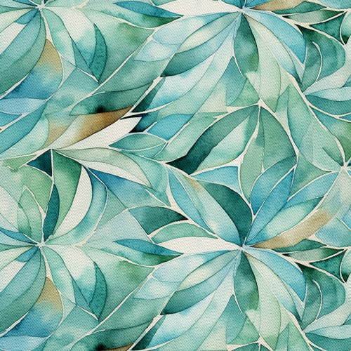 HEKO PANELS Stoff Oxford Wasserdichte Meterware Canvas-Stoff Polyester Nähstoff Dekostoffe Handwerken Wasserabweisend Blickdicht Pflanzen Aquarell Wasserfarbe 3 Meter 155 x 300 cm DX2611 von HEKO PANELS