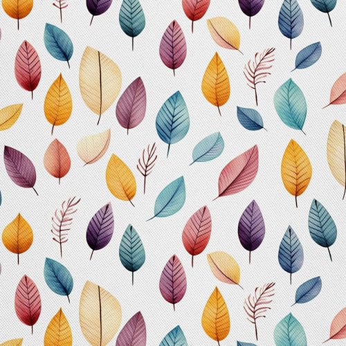 HEKO PANELS Stoff Oxford Wasserdichte Meterware Canvas-Stoff Polyester Nähstoff Dekostoffe Handwerken Wasserabweisend Blickdicht Pflanzen Blätter Aquarell Wasserfarbe 5 Meter 155 x 500 cm DX2173 von HEKO PANELS