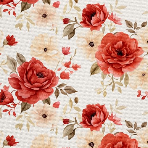 HEKO PANELS Stoff Oxford Wasserdichte Meterware Canvas-Stoff Polyester Nähstoff Dekostoffe Handwerken Wasserabweisend Blickdicht Rosen Blumen Aquarell Wasserfarbe 5 Meter 155 x 500 cm DX2305 von HEKO PANELS