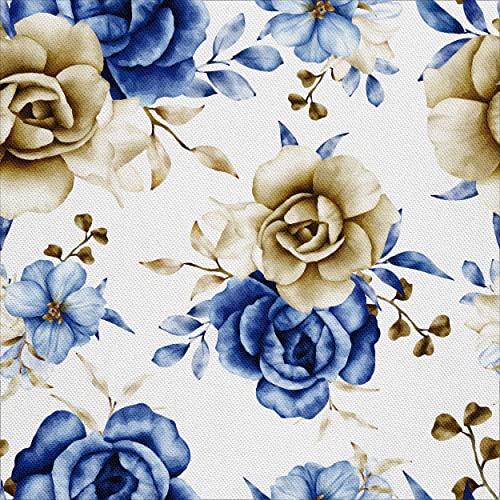 HEKO PANELS Stoff Oxford Wasserdichte Meterware Canvas-Stoff Polyester Stoff Zum Nähen Nähstoffe Dekostoffe Wasserabweisend Blickdicht Blaue Goldene Rosen 3 Meter 155 x 300 cm von HEKO PANELS