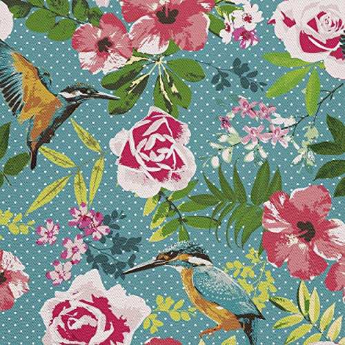 HEKO PANELS Stoff Oxford Wasserdichte Meterware Canvas-Stoff Polyester Stoff Zum Nähen Nähstoffe Dekostoffe Wasserabweisend Blickdicht Blumen Eisvögel 1 Meter 155 x 100 cm von HEKO PANELS