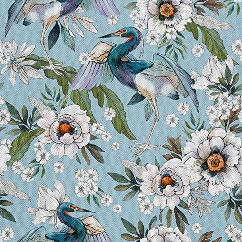 HEKO PANELS Stoff Oxford Wasserdichte Meterware Canvas-Stoff Polyester Stoff Zum Nähen Nähstoffe Dekostoffe Wasserabweisend Blickdicht Reiher Blumen 3 Meter 155 x 300 cm von HEKO PANELS