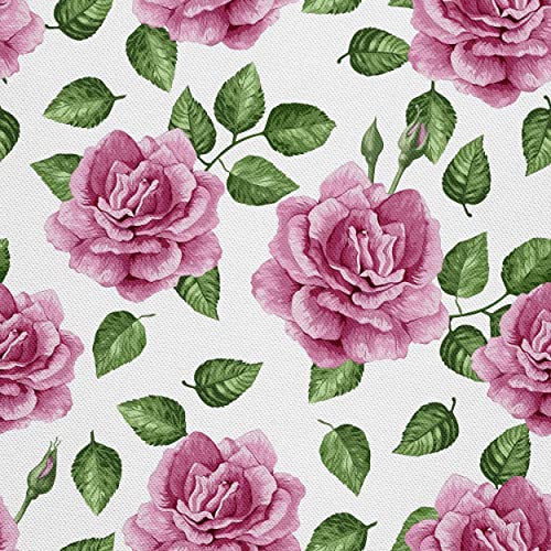 HEKO PANELS Stoff Oxford Wasserdichte Meterware Canvas-Stoff Polyester Stoff Zum Nähen Nähstoffe Dekostoffe Wasserabweisend Blickdicht Rosa Rosen 5 Meter 155 x 500 cm von HEKO PANELS