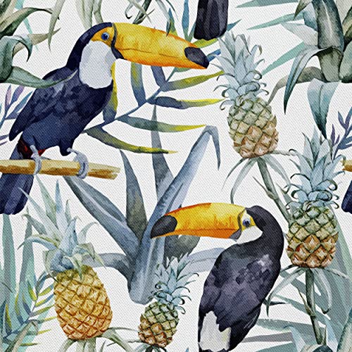 HEKO PANELS Stoff Oxford Wasserdichte Meterware Canvas-Stoff Polyester Stoff Zum Nähen Nähstoffe Dekostoffe Wasserabweisend Blickdicht Tukane Ananas 3 Meter 155 x 300 cm von HEKO PANELS