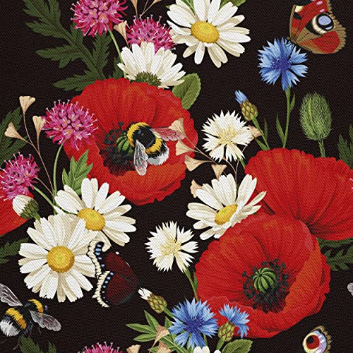 HEKO PANELS Stoff Oxford Wasserdichte Meterware Canvas-Stoff Polyester Stoff Zum Nähen Nähstoffe Möbelstoffe Dekostoffe Handwerken Wasserabweisend Blickdicht Blumen Bunt 5 Meter 155 x 500 cm von HEKO PANELS