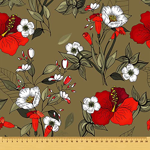 HEKO PANELS Stoff Oxford Wasserdichte Meterware Canvas-Stoff Polyester Stoff Zum Nähen Nähstoffe Möbelstoffe Dekostoffe Handwerken Wasserabweisend Blickdicht Blumen Cappuccino 100 x 155 cm von HEKO PANELS