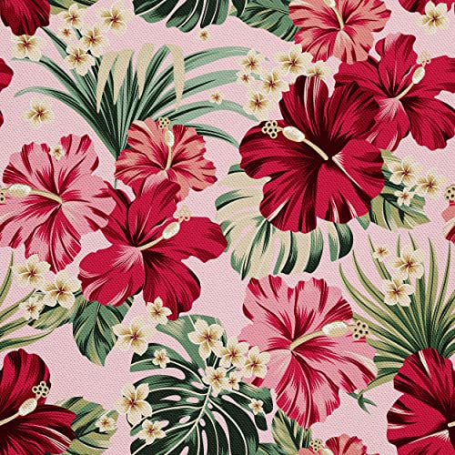 HEKO PANELS Stoff Oxford Wasserdichte Meterware Canvas-Stoff Polyester Stoff Zum Nähen Nähstoffe Möbelstoffe Dekostoffe Handwerken Wasserabweisend Blickdicht Blumen Hibiskus 3 Meter 155 x 300 cm von HEKO PANELS