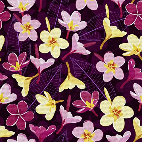 HEKO PANELS Stoff Oxford Wasserdichte Meterware Canvas-Stoff Polyester Stoff Zum Nähen Nähstoffe Möbelstoffe Dekostoffe Handwerken Wasserabweisend Blickdicht Blumen Plumeria 3 Meter 155 x 300 cm von HEKO PANELS