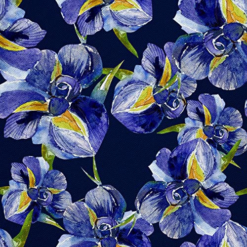 HEKO PANELS Stoff Oxford Wasserdichte Meterware Canvas-Stoff Polyester Stoff Zum Nähen Nähstoffe Möbelstoffe Dekostoffe Handwerken Wasserabweisend Blickdicht Blumen Schwertlilien 2 Meter 155 x 200 cm von HEKO PANELS