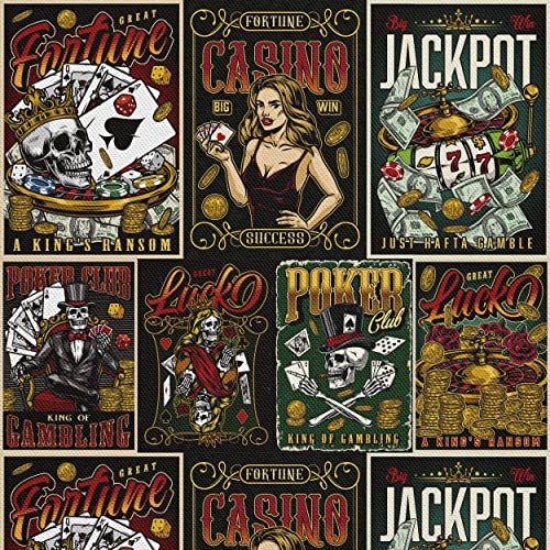 HEKO PANELS Stoff Oxford Wasserdichte Meterware Canvas-Stoff Polyester Stoff Zum Nähen Nähstoffe Möbelstoffe Dekostoffe Handwerken Wasserabweisend Blickdicht Casino Jackpot 3 Meter 155 x 300 cm von HEKO PANELS