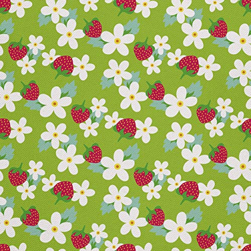 HEKO PANELS Stoff Oxford Wasserdichte Meterware Canvas-Stoff Polyester Stoff Zum Nähen Nähstoffe Möbelstoffe Dekostoffe Handwerken Wasserabweisend Blickdicht Erdbeeren Blumen 3 Meter 155 x 300 cm von HEKO PANELS