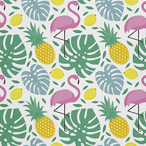 HEKO PANELS Stoff Oxford Wasserdichte Meterware Canvas-Stoff Polyester Stoff Zum Nähen Nähstoffe Möbelstoffe Dekostoffe Wasserabweisend Blickdicht Ananas Palmen Flamingos 3 Meter 155 x 300 cm von HEKO PANELS