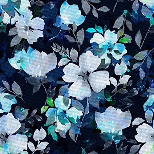 HEKO PANELS Stoff Oxford Wasserdichte Meterware Canvas-Stoff Polyester Stoff Zum Nähen Nähstoffe Möbelstoffe Dekostoffe Wasserabweisend Blickdicht Blumen Blau 1 Meter 155 x 100 cm von HEKO PANELS