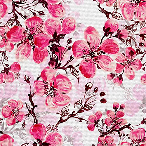 HEKO PANELS Stoff Oxford Wasserdichte Meterware Canvas-Stoff Polyester Stoff Zum Nähen Nähstoffe Möbelstoffe Dekostoffe Wasserabweisend Blickdicht Blumen Kirschblüten Sakura 1 Meter 155 x 100 cm von HEKO PANELS