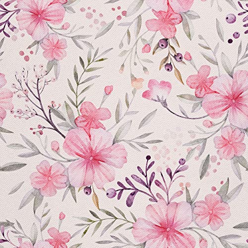 HEKO PANELS Stoff Oxford Wasserdichte Meterware Canvas-Stoff Polyester Stoff Zum Nähen Nähstoffe Möbelstoffe Dekostoffe Wasserabweisend Blickdicht Blumen Pink 5 Meter 155 x 500 cm von HEKO PANELS