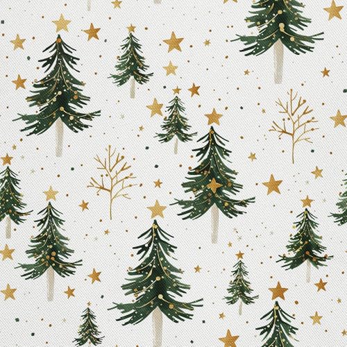 HEKO PANELS Stoff Oxford Wasserdichte Meterware Polyester Stoff Zum Nähen Nähstoffe Dekostoffe Wasserabweisend Blickdicht Weihnachten Weihnachtsmuster Weihnachtsbäume 1 Meter 155 x 100 cm von HEKO PANELS