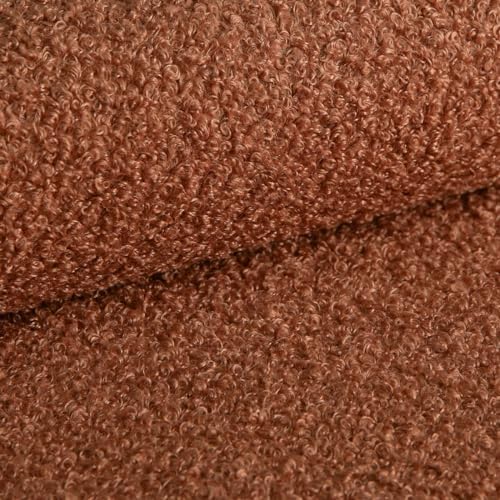 Heko Panels Bouclé Stoff Polsterstoff Boucle Möbelstoff Frottier-Velours Schwer Entflammbar Meterware Stoff Zum Nähen Für Deko Kissenbezüge Wohntextilien 200 x 142 cm Kupferrot Tena von HEKO PANELS