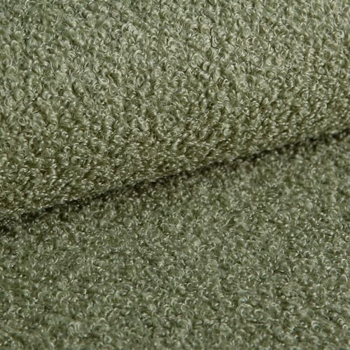 Heko Panels Bouclé Stoff Polsterstoff Boucle Möbelstoff Frottier-Velours Schwer Entflammbar Meterware Stoff Zum Nähen Für Deko Kissenbezüge Wohntextilien 200 x 142 cm Olivgrün Tena von HEKO PANELS