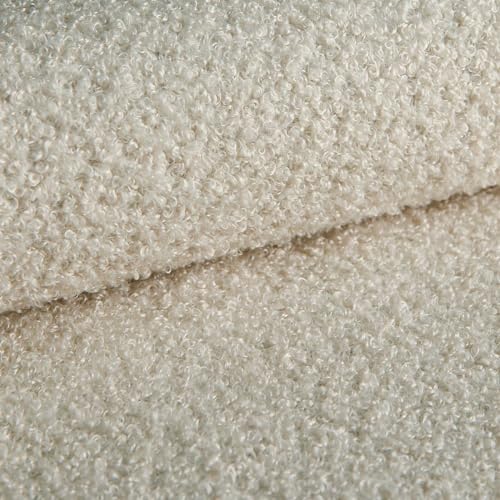 Heko Panels Bouclé Stoff Polsterstoff Boucle Möbelstoff Frottier-Velours Schwer Entflammbar Meterware Stoff Zum Nähen Für Deko Kissenbezüge Wohntextilien Musterstück 5 x 5 cm Perlenfarbe Tena von HEKO PANELS