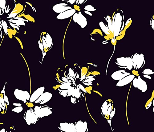 HEKO PANELS Stoff Oxford Wasserdichte Meterware Canvas-Stoff Polyester Stoff Zum Nähen Nähstoffe Möbelstoffe Dekostoffe Handwerken Wasserabweisend Blickdicht Blumen Schwarz 100 x 155 cm von HEKO PANELS