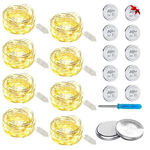 HELESIN LED Lichterkette mit Batterie, 2m 8 Stück Mini Lichterketten, DIY Kleine Lichterketten Wasserdicht für Party Hochzeit Weihnachten Beleuchtung Deko(Warmweiß) von HELESIN